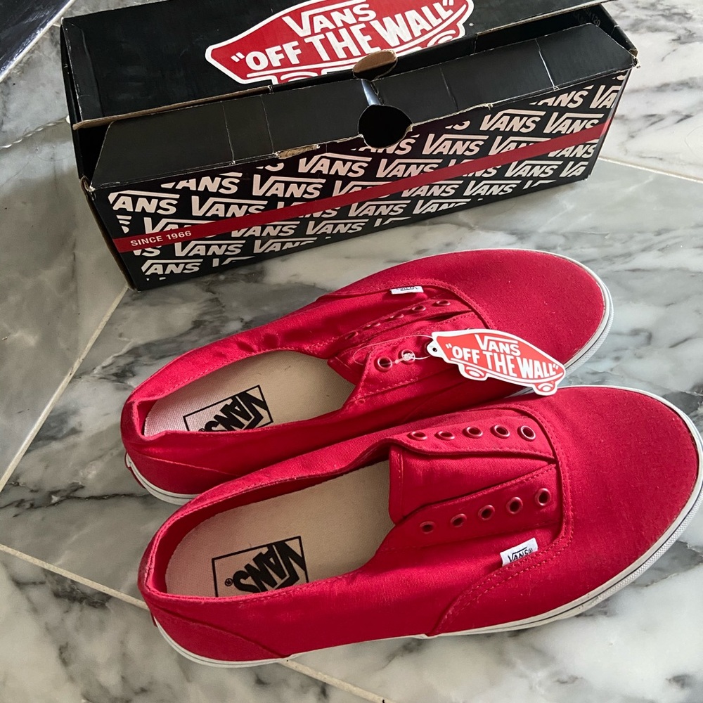 Vans Slip On No Lace Shoes - Red